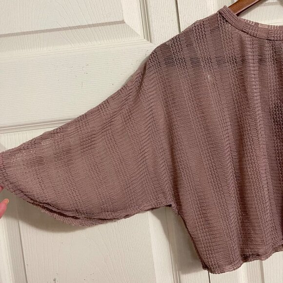 NUON Women's NWT Mauve Pink Y2K Taurus Ruched Flutter Sleeve Sheer Crop Top XXS - Picture 4 of 8